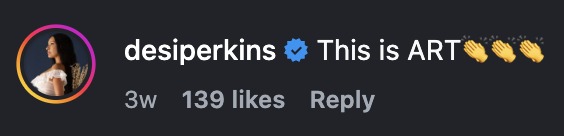 Instagram comment: This is ART