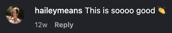 Instagram comment: This is soooo good